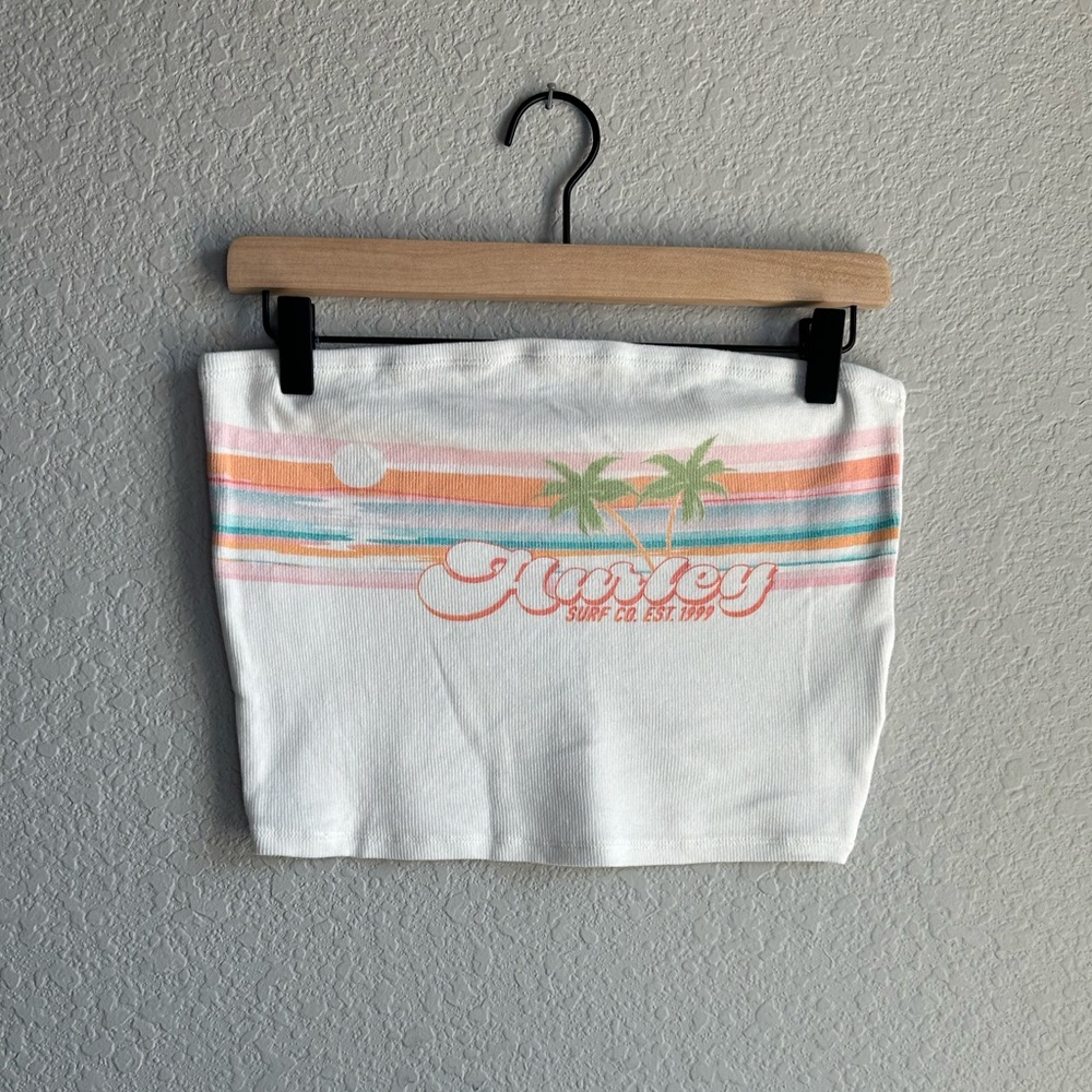🤍Hurley White Tropical Graphic Y2K Tube Top
